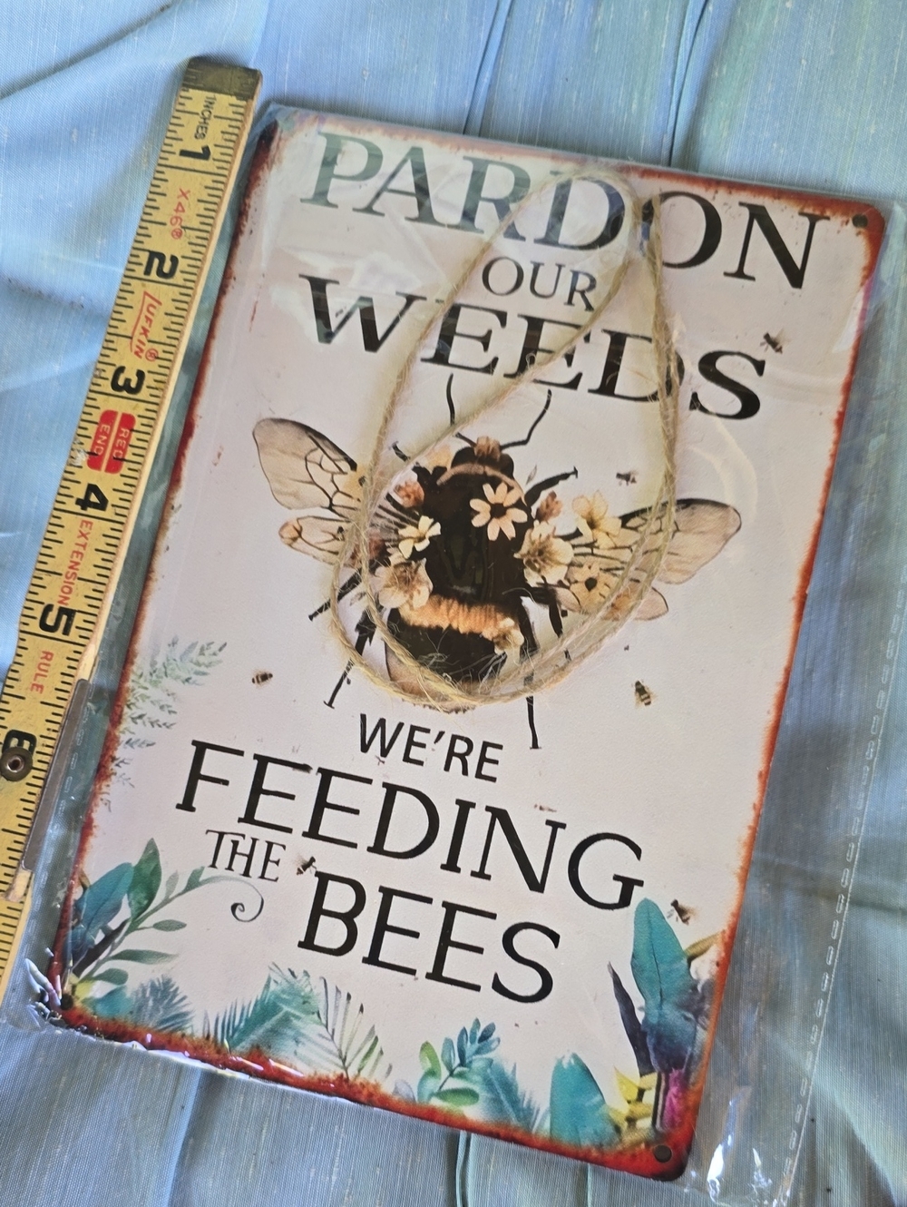 Parden Our Weeds We're Feeding The Bees Garden Wood Sign Decor NEW 8"